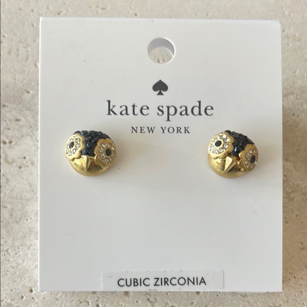 Kate Spade Gold and Black Dome Earrings - Picture 2 of 4